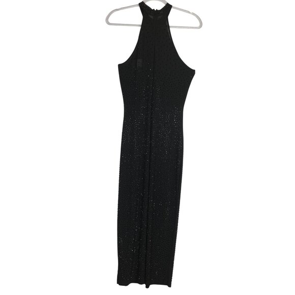 Fashion Nova Sexy Sheer Black Rhinestone Halter Neck Dress Large‎ Bodycon Glam - Picture 6 of 9